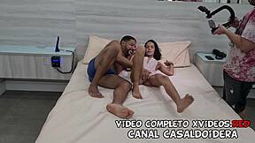 Natural tits bounce as she gets fucked in hotel room