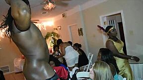Clothes ripping up in a hot Jamaican stripper scene with BBW milfs and big cock action