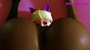 Young blonde futanari in uncensored hentai animation sucks big black cock