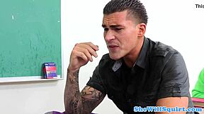 A horny student has sex with his teacher and makes her squirt