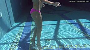 Jessica Lincoln in the pool in summer heat