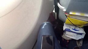 Public airplane blowjob with a hot brunette, so risky! 😳