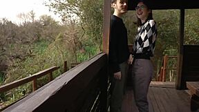 petite teen screams during outdoor fuck in public park