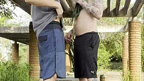 Public display of affection: gay boys having sex outdoors