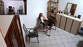 Horny secretary gets humiliated and fucked by client