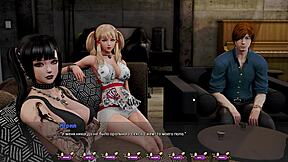 Beautiful women with big boobs play a XXX rated video game