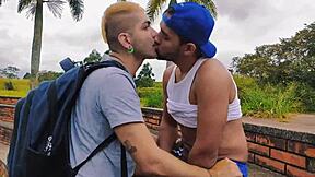 A young man finds a hot boy smoking in the woods and decides to have him