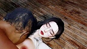 3D animated Asian MILF having secret affair with black man