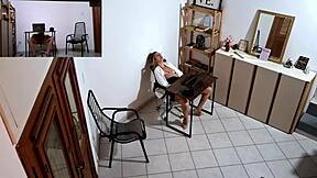 Horny secretary gets humiliated and fucked by client