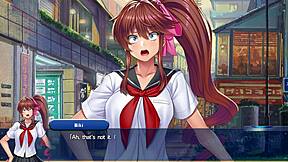 Hentai game with an Asian heroine and a threesome scene