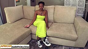 Angry African girl auditions for adult industry roles