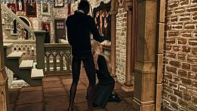 Cartoon porn with Hermione and Harry Potter in a brothel