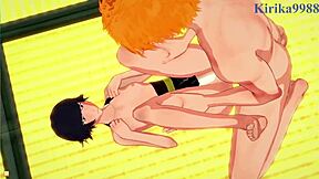 Intense anime sex with Orihime and Soifon in action