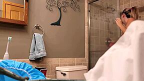 Caught stepbrother films stepsister's intimate moments in the bathroom