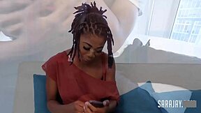 Bisexual beauty Sara Jay has fun with a big black cock in a threesome with her boyfriend
