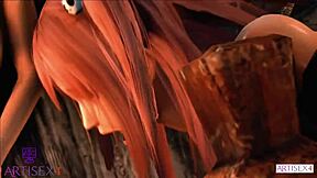 Beautiful women with big breast and big cock partners in a magical gang bang