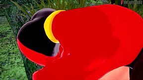 See-through dress-clad Elastigirl gets fucked in the forest