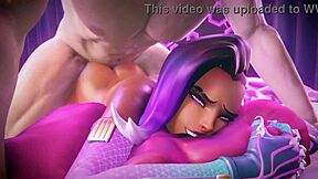Sombra, the animated beauty from Overwatch in hot action
