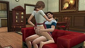 Steamy scene of the mother in law in the kitchen