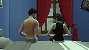 Steamy scene of the mother in law in the kitchen