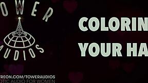 Dirty talk and erotic audio for women's hair coloring