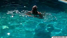 Beautiful massage for an older man with a beautiful blonde