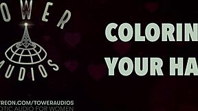 Dirty talk and erotic audio for women's hair coloring