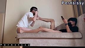 Asian couple having hot gay sex in different positions
