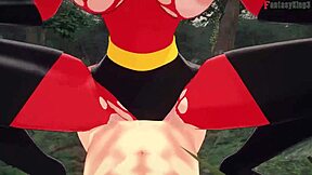 See-through dress-clad Elastigirl gets fucked in the forest