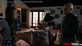 Daddy fucks stepdaughter hard and makes her anal gap wide
