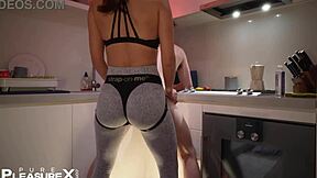 A hot analing in the kitchen makes him cry out in pleasure - pleasure at its finest