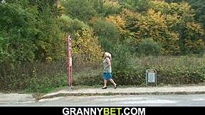Hairy mature blonde granny rides hard in wild reality game scene