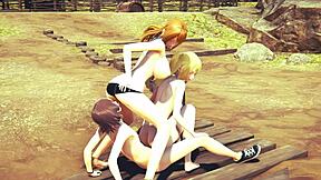 Japanese and Asian hardcore threesome with cosplay costumes