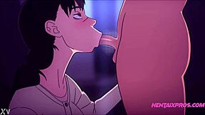 Horny brunette dominates young boy in intense hentai animation