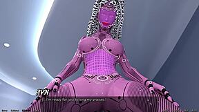 3D anime blowjob scene with a big cock and cum shot