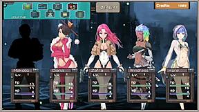 Curvy cuties in sexy outfits in hentai brothel game