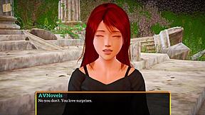 A walkthrough of the erotic game with a red-haired protagonist and small bosom