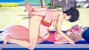 Intense threesome with Maho, Karin, and Yuuki in 3D adult anime