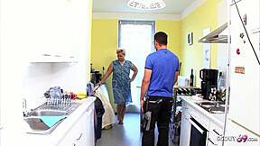 Curvy German MILF seduces nerdy handyman for hardcore sex