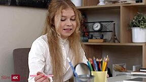 Teacher’s creamy surprise for her chubby student