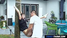 Public humiliation for gay twink in deepthroat torture