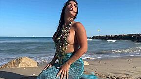Mermaid fantasies come true with a deep throat blowjob