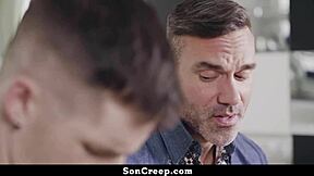 Daddy steps in for rough gay sex with teen son