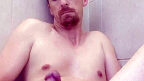 Big cocked daddy's messy shower session caught on camera