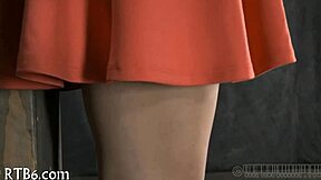 Pretty woman gives oral sex while standing above me
