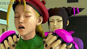 Futa Cammy faces off against dickgirl Juri in this anime porn video