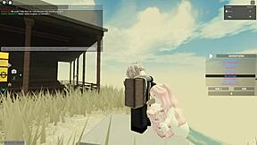 Deepthroat and ass shaking in a Roblox porn game