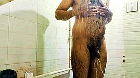 Hot Indian man with big cock in fast bathroom scene