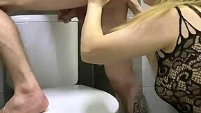 A brunette beauty has a steamy encounter with her husband in the bathroom