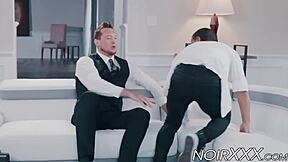Young black gay gets rim job from a handsome businessman